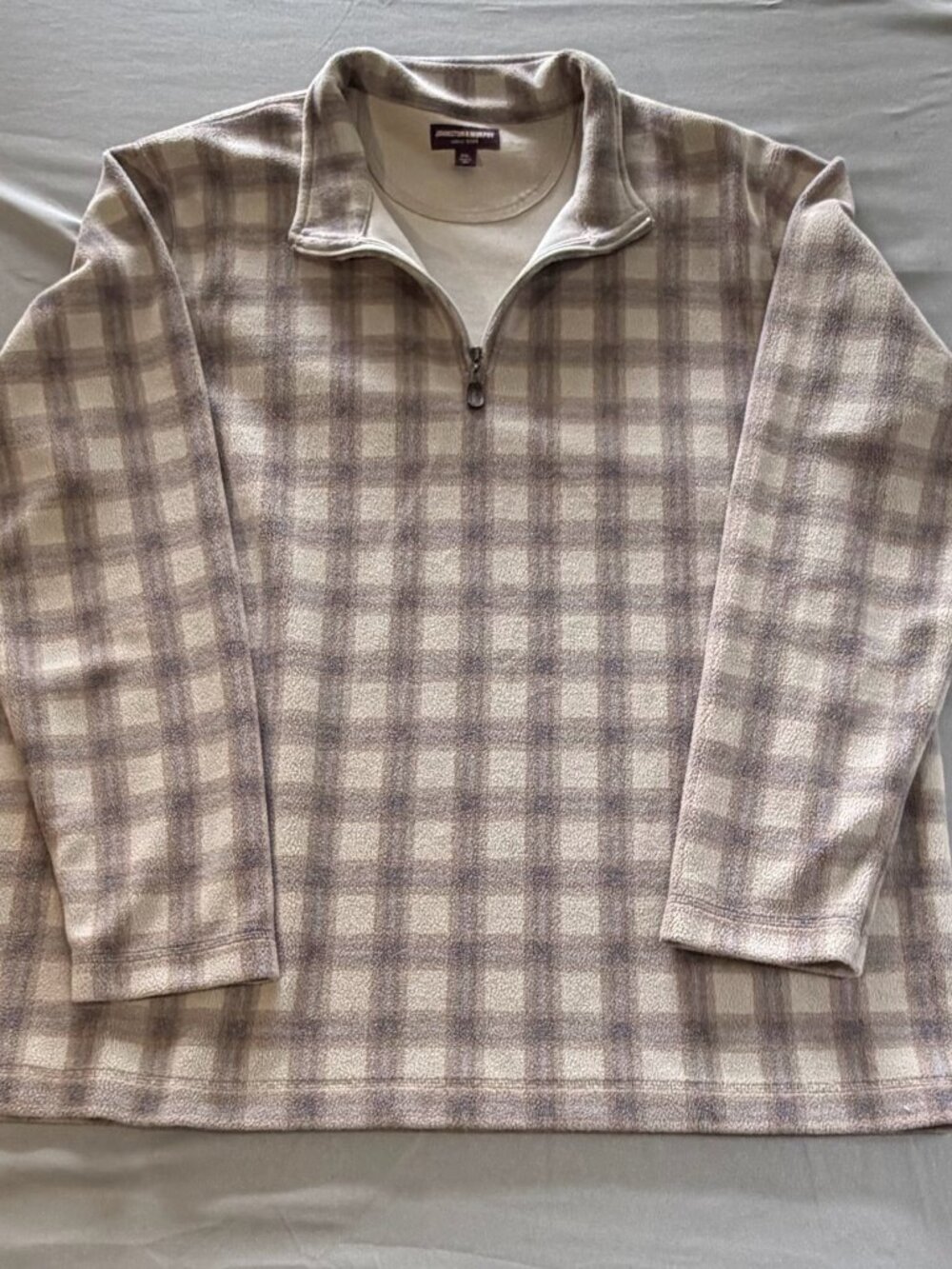 Johnston & Murphy Men's Plaid Print Fleece Long Sleeve 1/4 Zip Pullover 2XL